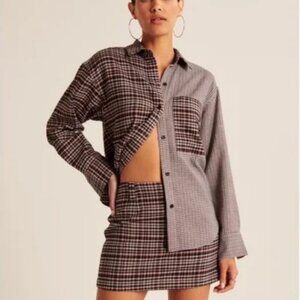 Abercrombie & Fitch Women's Oversized Color Block Flannel Shirt